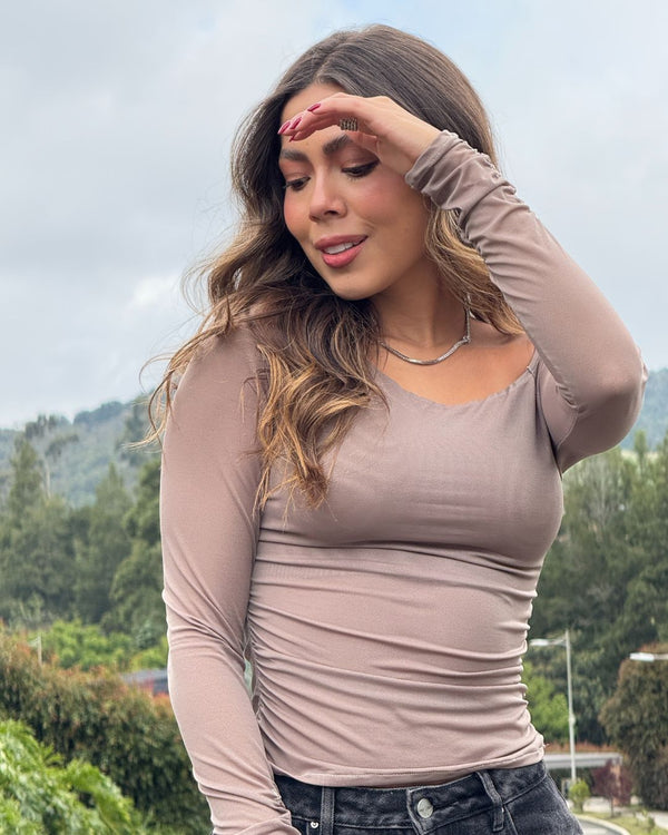 Blusa Manga Larga Tull Ref 066 Mocca