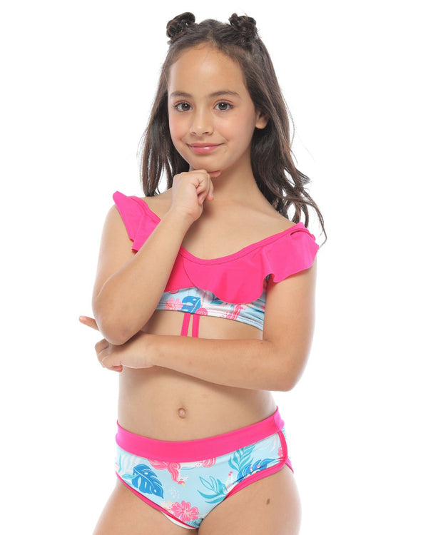 Vestido de Baño Niña 2 Piezas Ref 1108 Fucsia