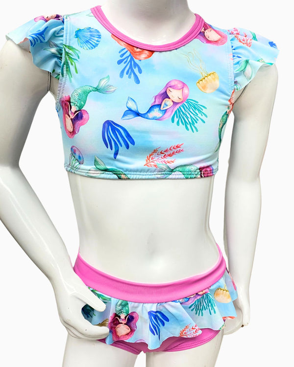 Vestido de Baño Niña 2 Piezas Ref 1109 Mora/Turquesa