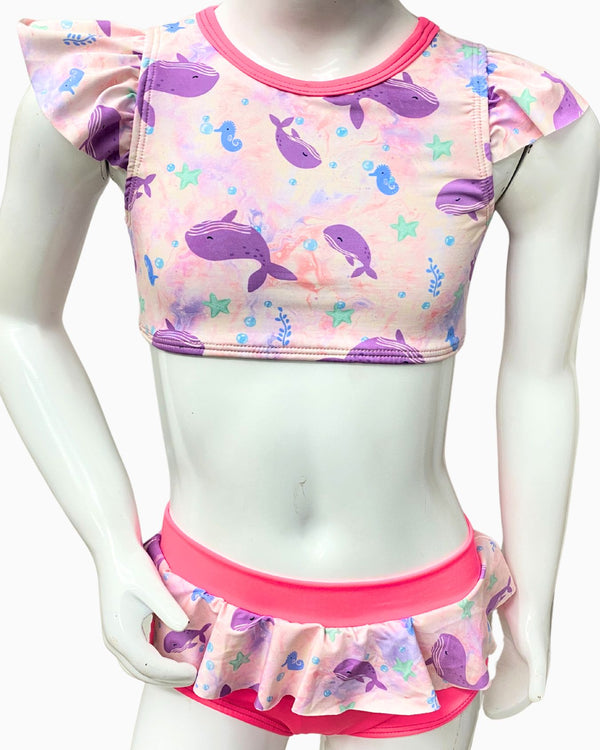 Vestido de Baño Niña 2 Piezas Ref 1109 Fucsia