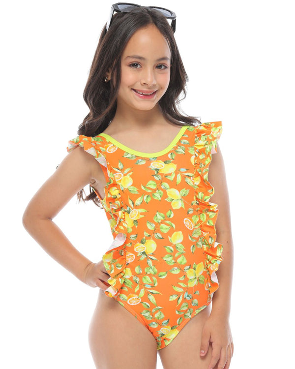 Vestido de Baño Niña Ref 1122 Naranja Salpix