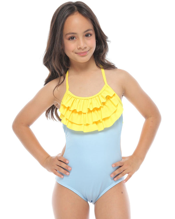 Vestido de Baño Niña Ref 1164 Azul Amarillo