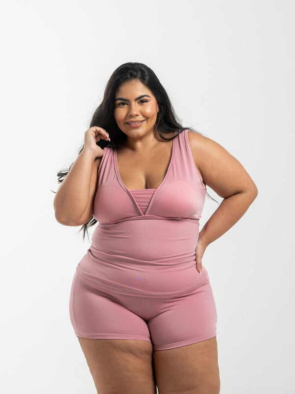 Vestido de Baño Talla Plus Ref 1323 Palo de rosa