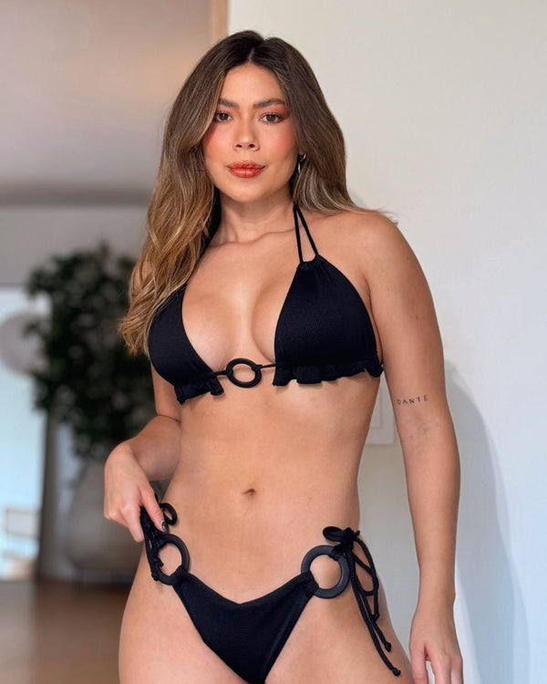 Bikini Dama Ref 1384 Negro Argolla Negras