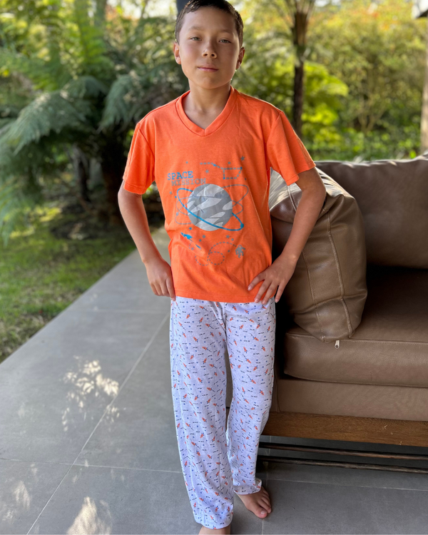 Pijama Niño Pantalón Largo Ref 302 Naranja