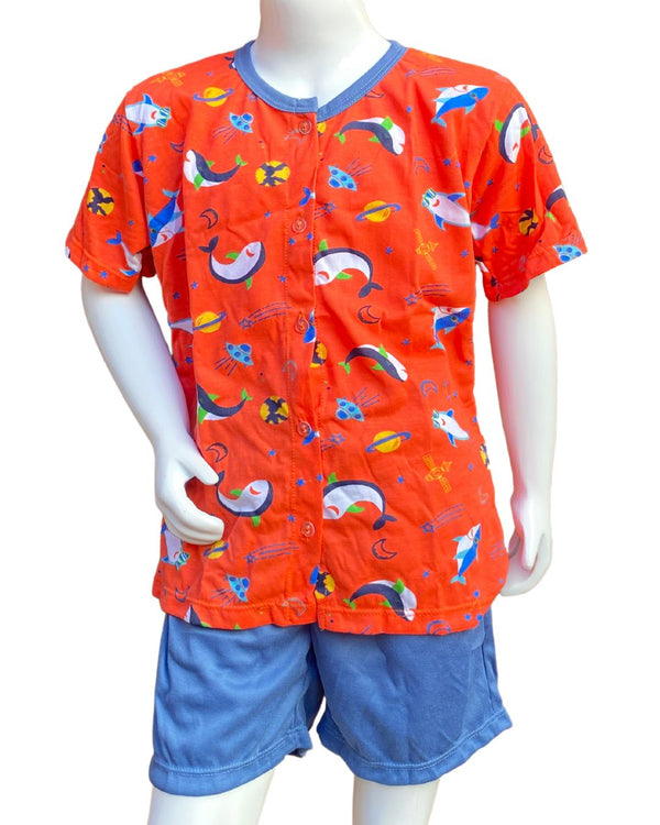 Pijama Niño pantaloneta Ref 304 Azul Medio