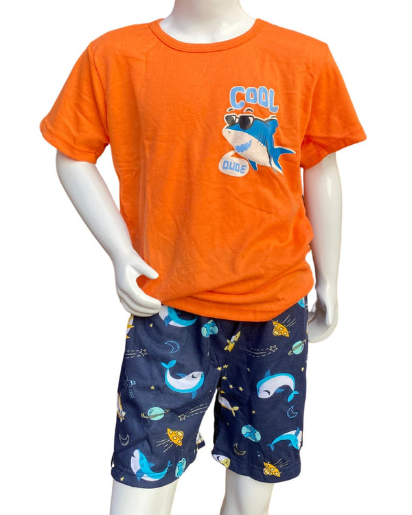 Pijama Niño Pantaloneta Ref 308 Naranja