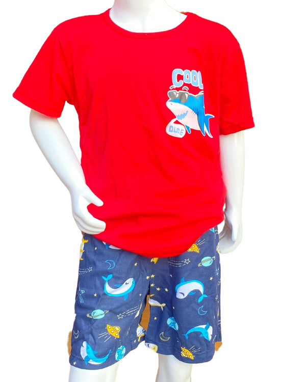 Pijama Niño Pantaloneta Ref 308 Rojo