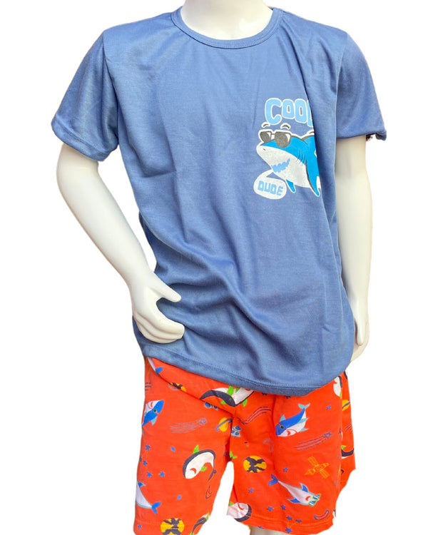 Pijama Niño Pantaloneta Ref 308 Azul Medio