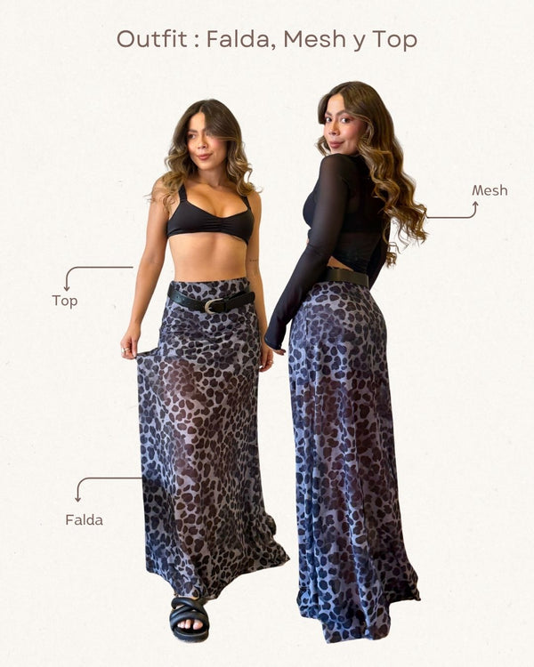 Set Falda,Top & Mesh Ref 074 Gris,C28 Negro & 0017 Negro