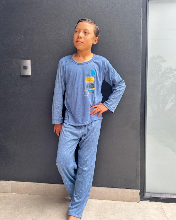 Pijama Niño Pantalón largo Ref 305 Azul Claro
