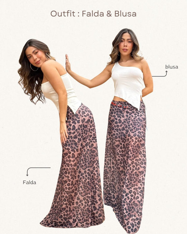 Set Falda & Top Ref 074 Cafe & 034 Blanco