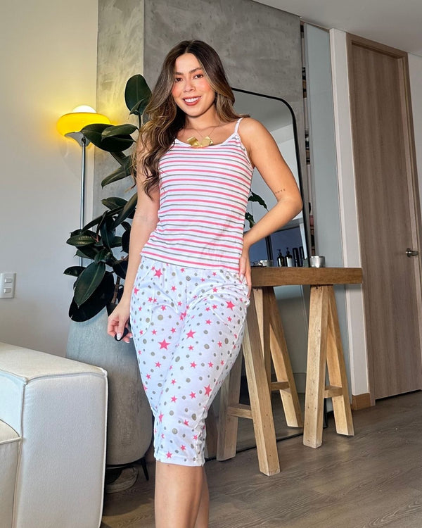 Pijama Capri Bolsillo 5003 Rosado Estrella