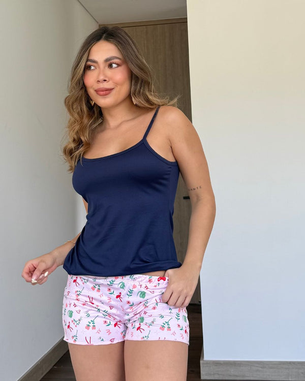 Pijama Short Ref 5004 Azul Oscuro