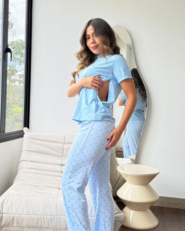 Pijama Posparto Pantalòn Ref 5090 Azulito