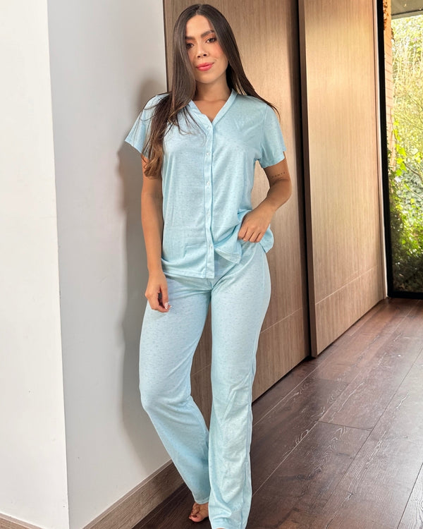 Pijama Camisa Ref 5112 Turquesa