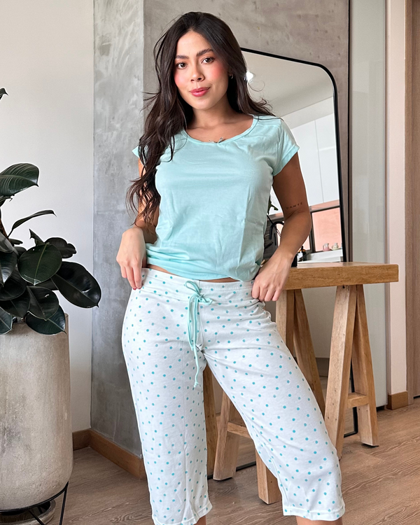 Pijama Capri 5139 Menta Puntos