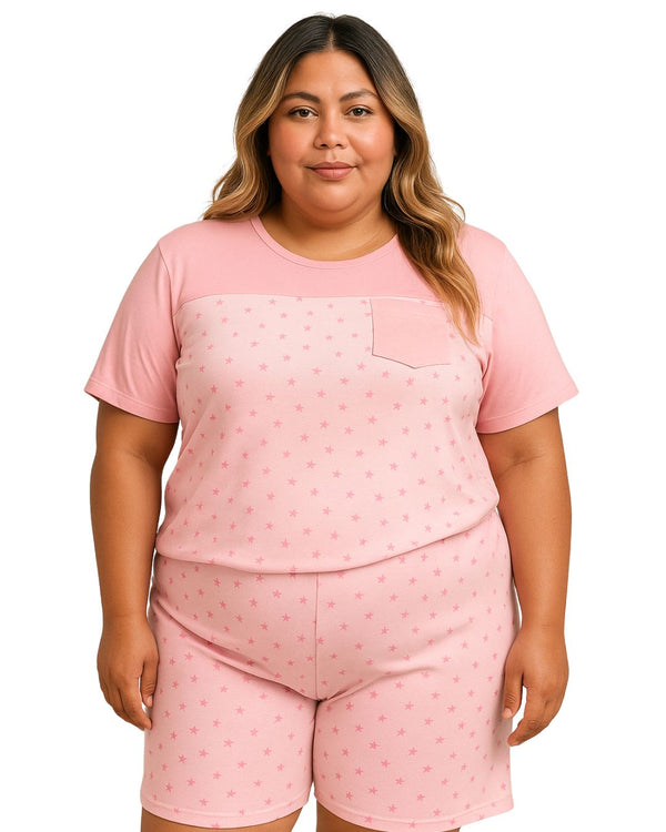 Pijama Short Talla Plus Ref 5202 Rosado
