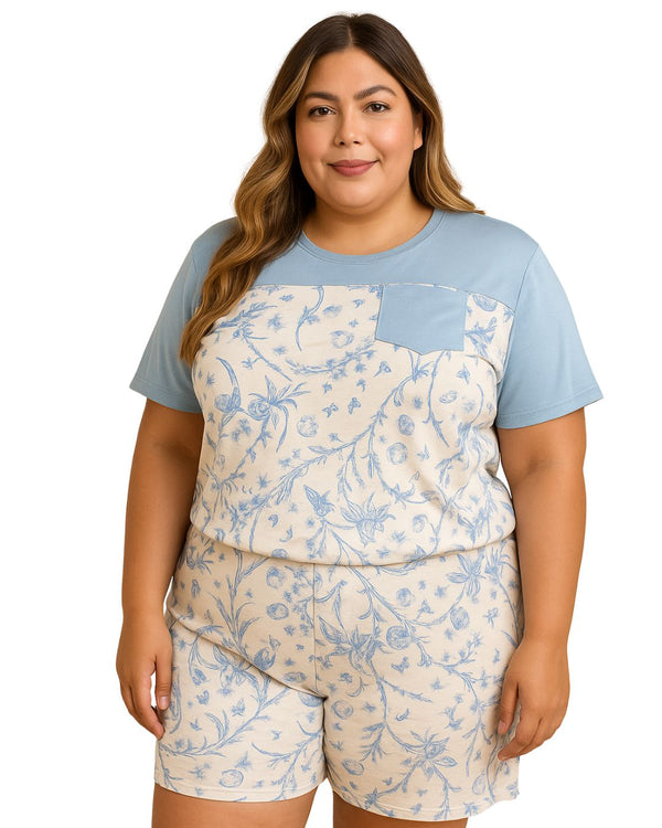 Pijama Short Talla Plus Ref 5202 Azulito