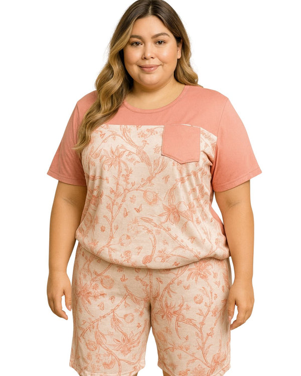 Pijama Short Talla Plus Ref 5202 Melón