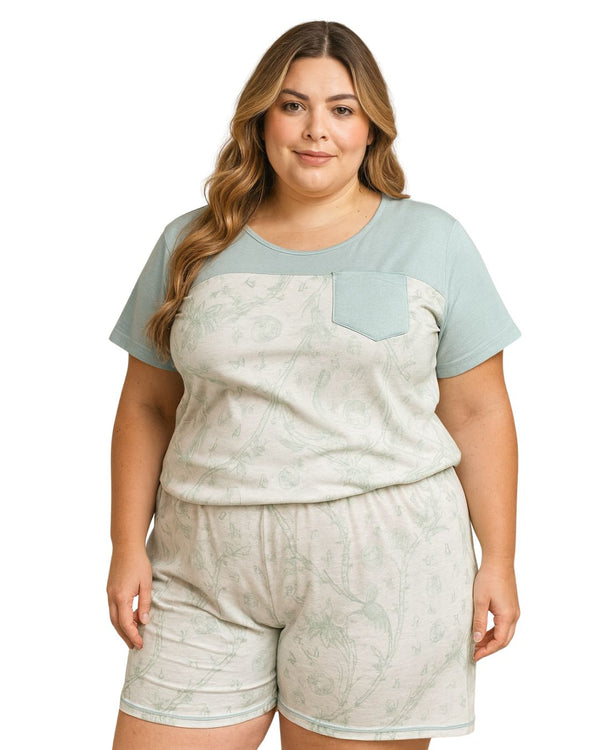 Pijama Short Talla Plus Ref 5202 Pistacho