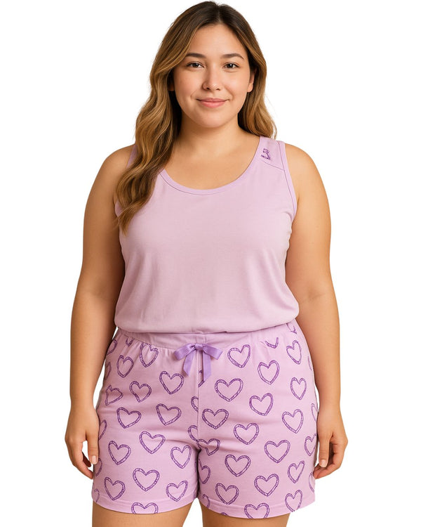 Pijama Short Talla Plus Ref 5203 Lila