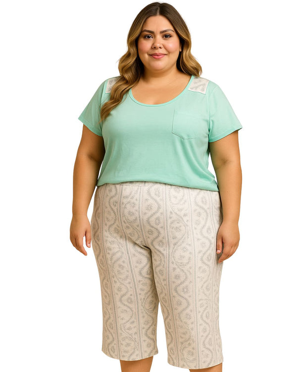 Pijama Capri Talla Plus Ref 5204 Menta