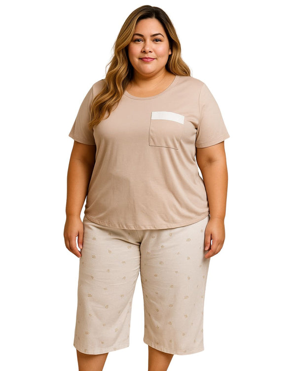 Pijama Capri Talla Plus Ref 5206 Nude
