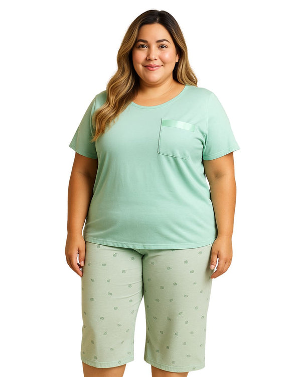Pijama Capri Talla Plus Ref 5206 Menta