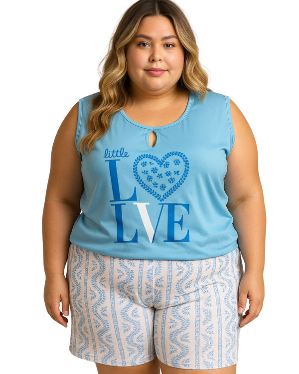 Pijama Short Talla Plus Ref 5215 Hortensia
