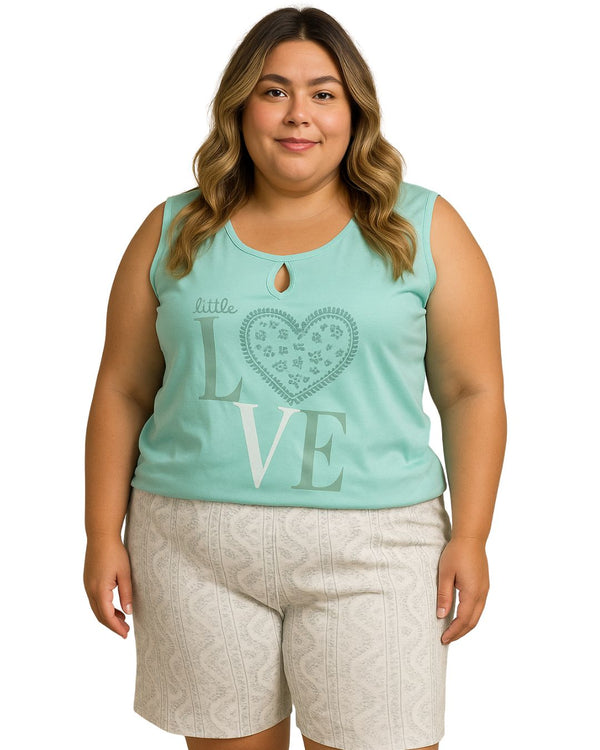 Pijama Short Talla Plus Ref 5215 Menta