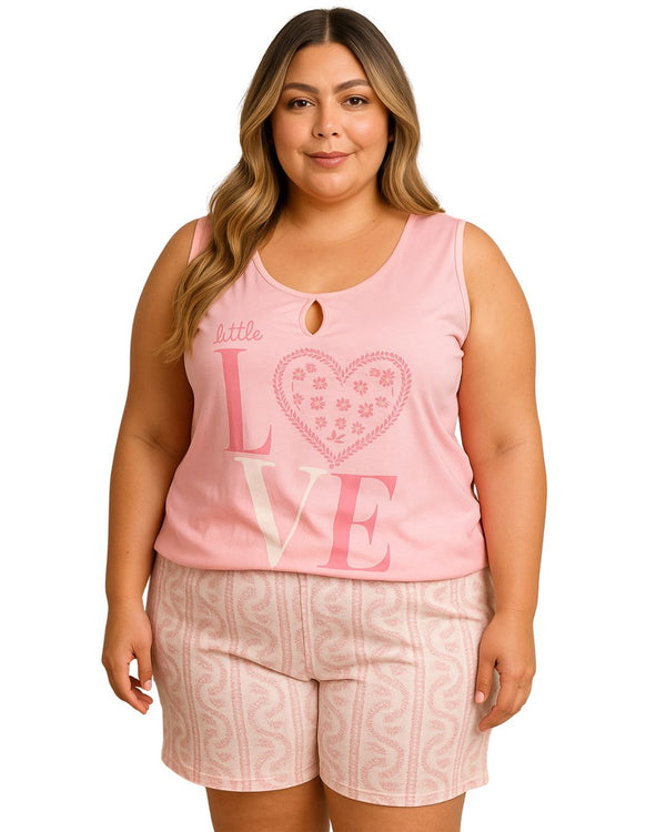 Pijama Short Talla Plus Ref 5215 Rosado