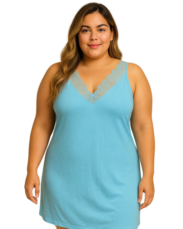 Pijama Vestido Talla Plus Ref 5219 Turquesa