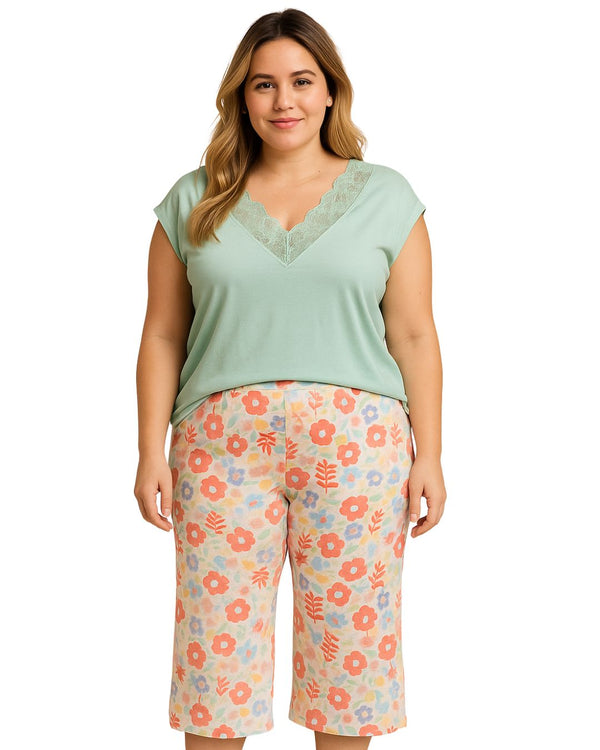 Pijama Capri Talla Plus Ref 5232 Pistacho