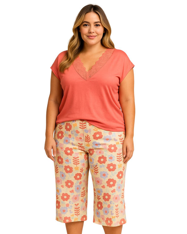 Pijama Capri Talla Plus Ref 5232 Coral