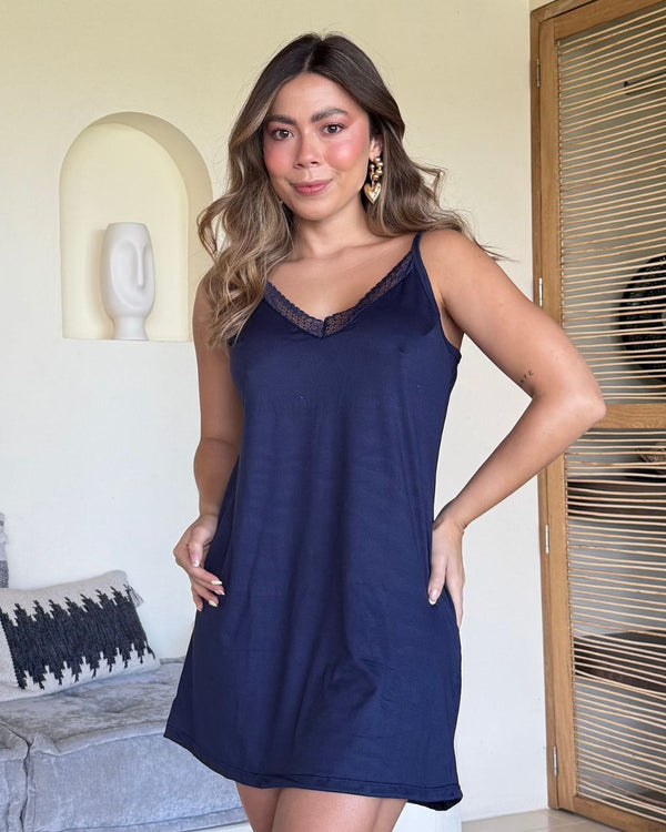 Pijama Vestido Ref 5451 Azul Oscuro