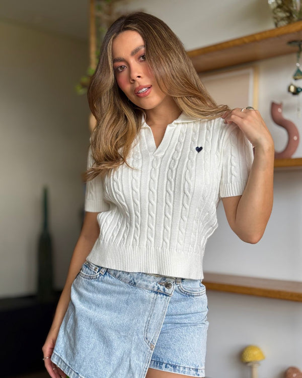 Blusa Cozy Heart Ref 6001 Blanco