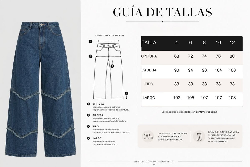 Tabla de tallas Bloom Denim Jean Ref 6051