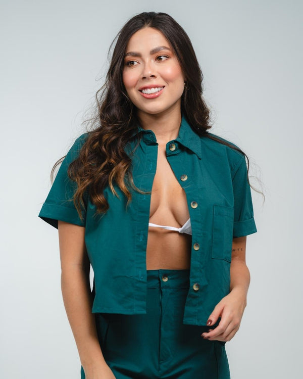 Camisa Amanda Ref 5501 Jade Liso