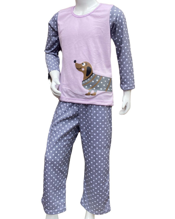 Pijama Pantalón Largo Niña Ref 955 Lila Perrito