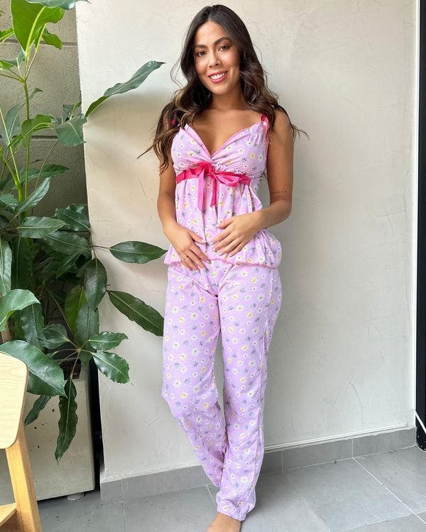 Pijama Posparto Pantalòn Ref 5091 Conejo Rosa