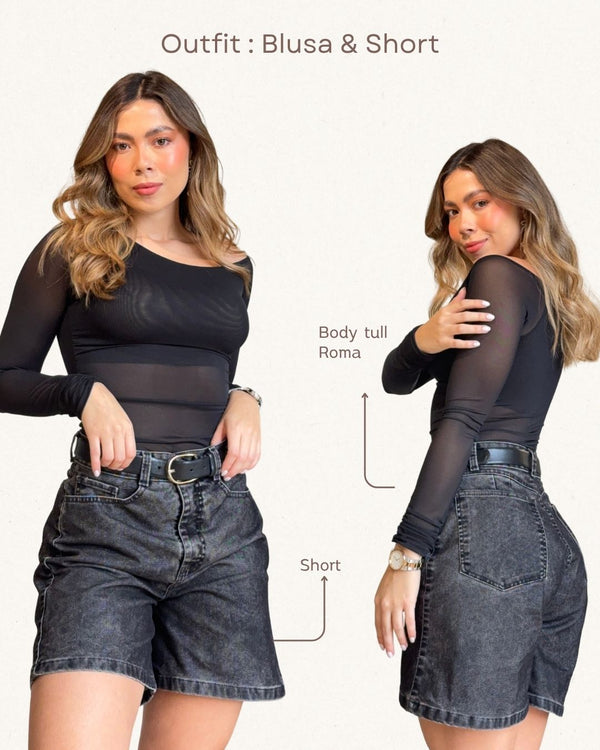 Set Blusa & Short Ref 075 Negro & 6015 Negro