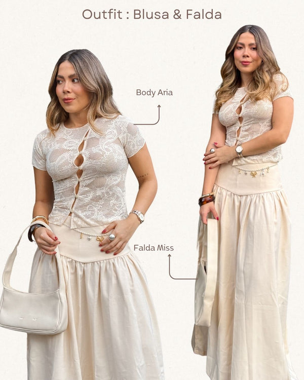 Set Blusa & Falda Ref 6020 & 6018 Creamy
