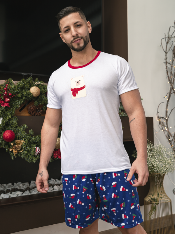 Pijama Hombre Navidad Ref 358 Blanco Oso