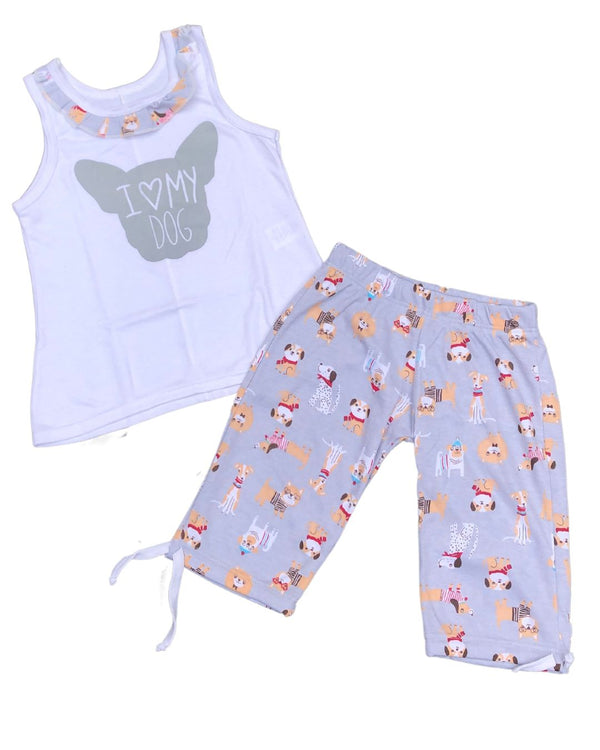 Pijama Niña Capri Ref 928 Blanco/ gris